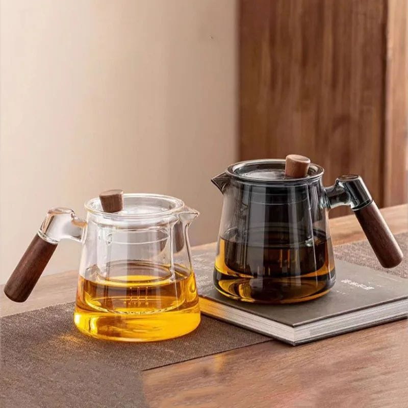 Théière Originale en Verre &amp; Bois 600ML