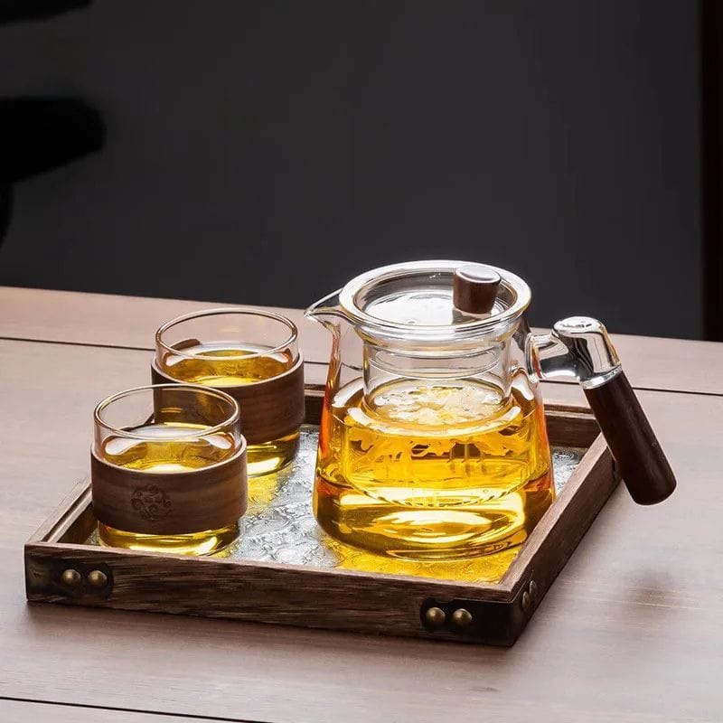 Théière Originale en Verre &amp; Bois 600ML