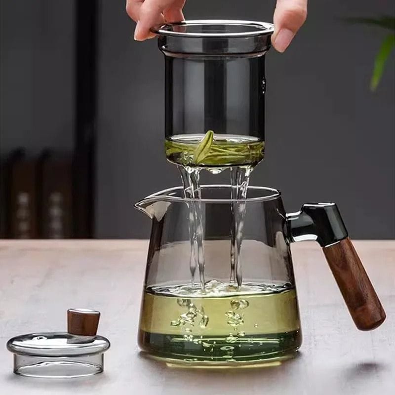 Théière Originale en Verre &amp; Bois 600ML