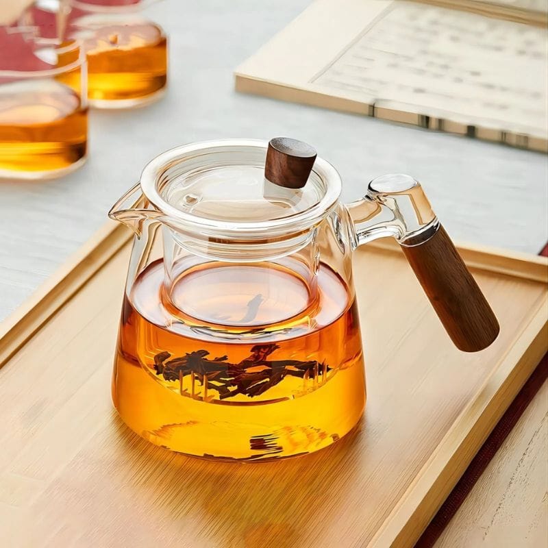 Théière Originale en Verre &amp; Bois 600ML