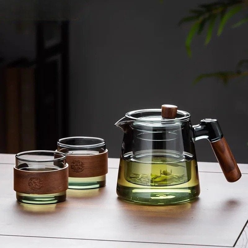 Théière Originale en Verre &amp; Bois 600ML