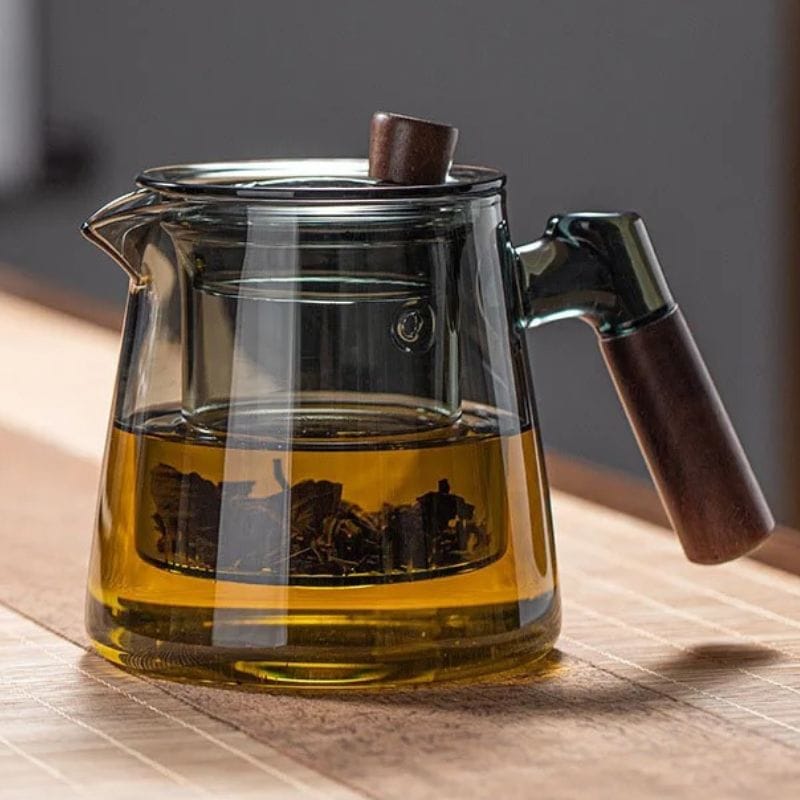 Théière Originale en Verre &amp; Bois 600ML