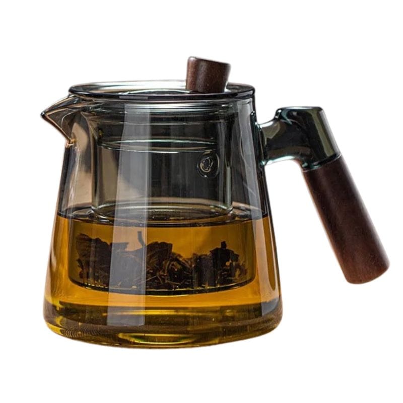 Théière Originale en Verre &amp; Bois 600ML 600 ml / Verre Fumé