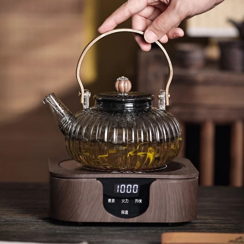 Théière Plaque Induction en Verre Côtelé 850ML