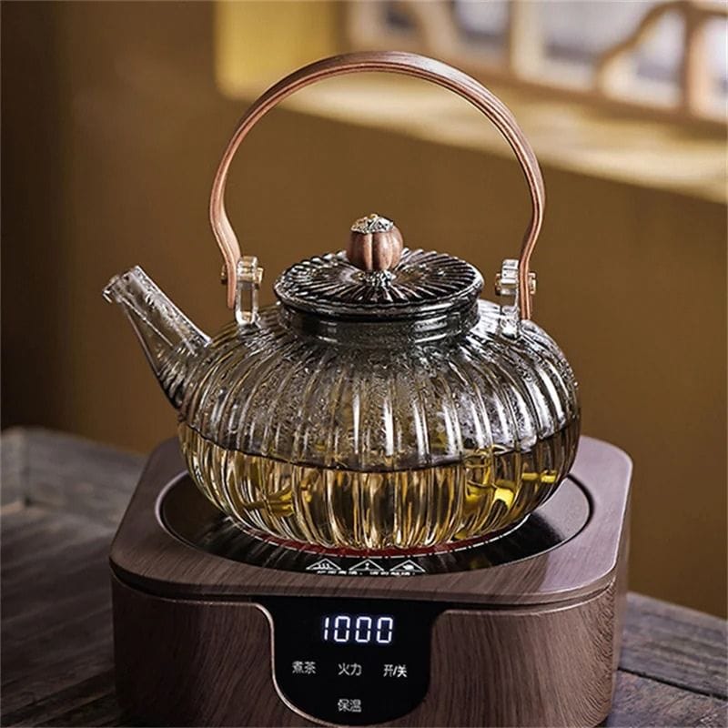 Théière Plaque Induction en Verre Côtelé 850ML