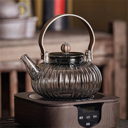 Théière Plaque Induction en Verre Côtelé 850ML