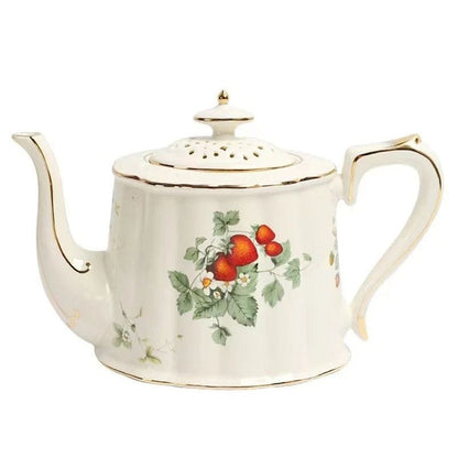Théière Porcelaine Blanche 900ML 900 ml / Fraisiers d’Antan