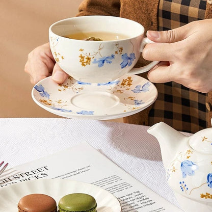 Théière Style Anglais Fleurie avec Tasse 480ML 480 ml