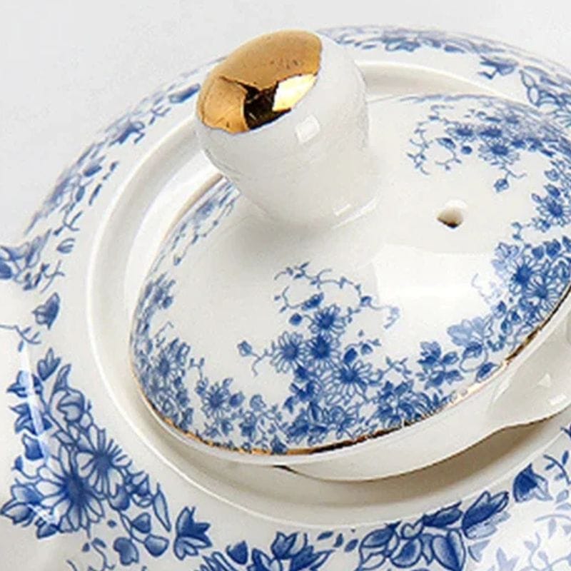 Théière Tasse Intégrée en Porcelaine Fleurie 350ML 350 ml