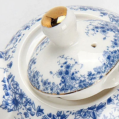 Théière Tasse Intégrée en Porcelaine Fleurie 350ML 350 ml