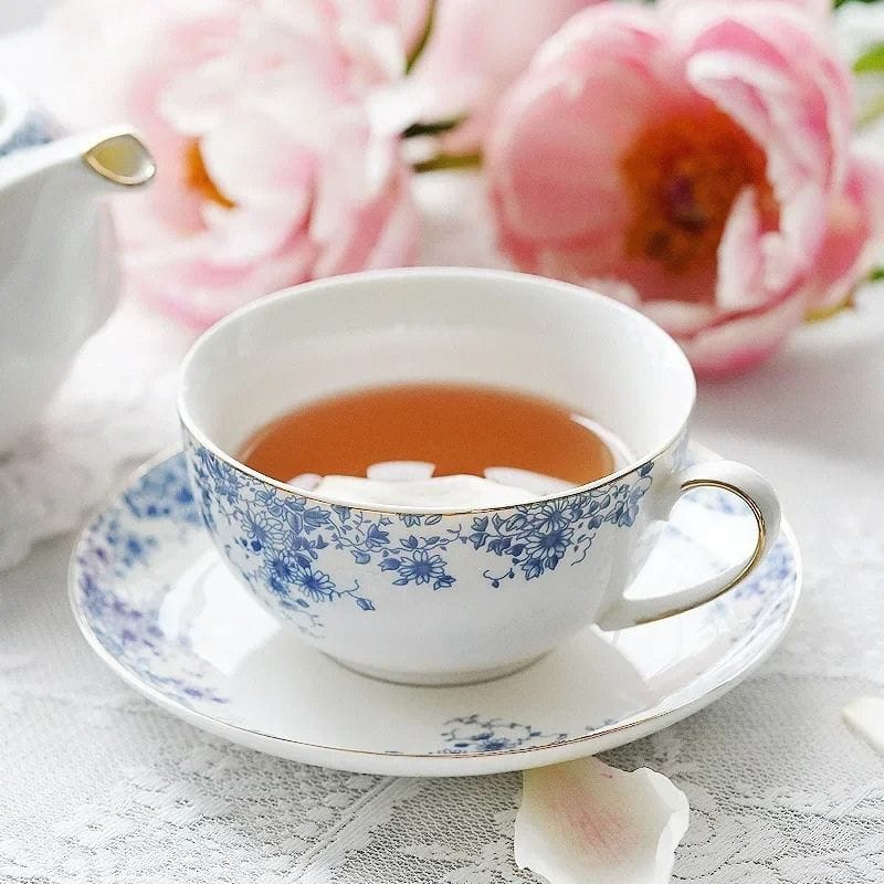 Théière Tasse Intégrée en Porcelaine Fleurie 350ML 350 ml
