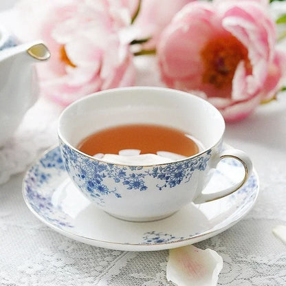 Théière Tasse Intégrée en Porcelaine Fleurie 350ML 350 ml