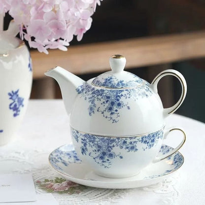 Théière Tasse Intégrée en Porcelaine Fleurie 350ML 350 ml
