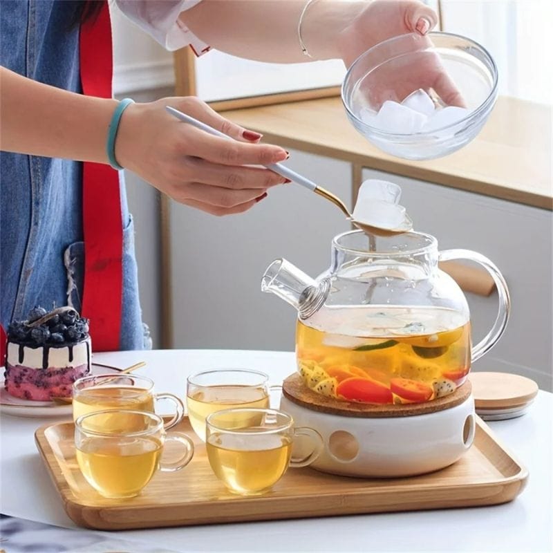 Théière Transparente en Verre Borosilicate 1L - 1.8L