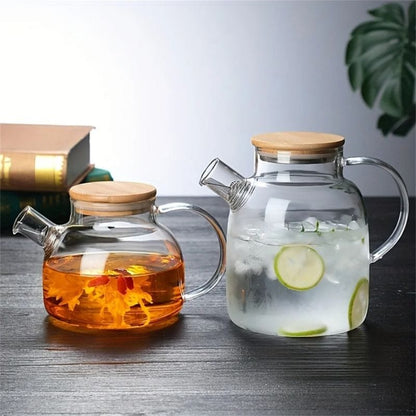 Théière Transparente en Verre Borosilicate 1L - 1.8L