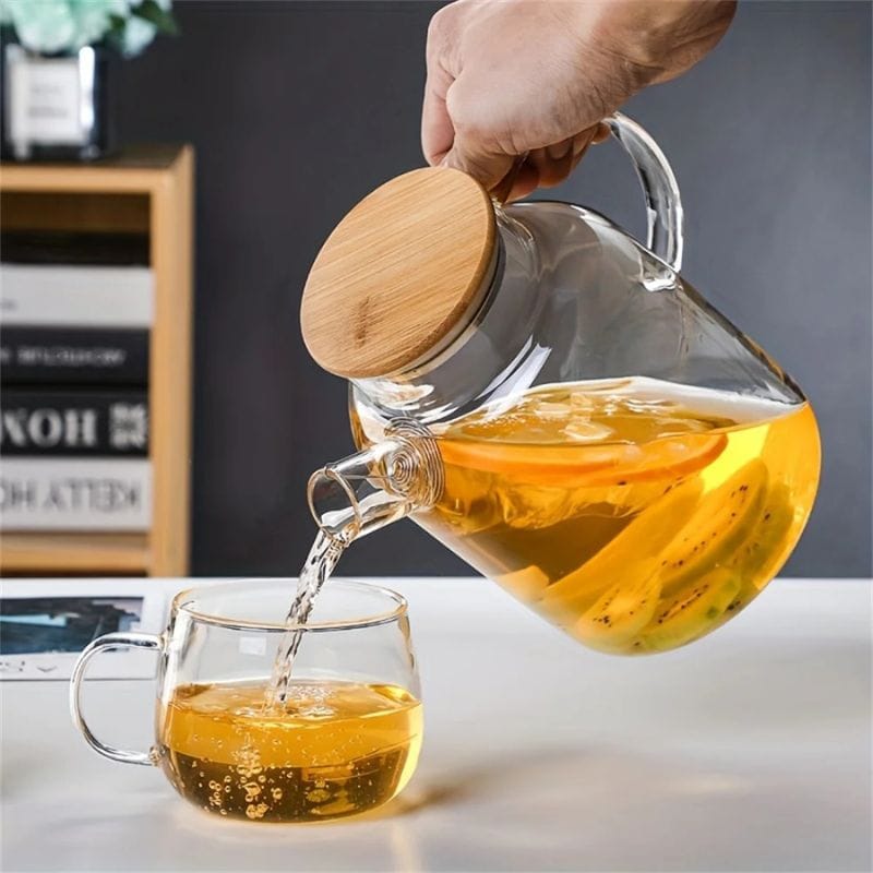 Théière Transparente en Verre Borosilicate 1L - 1.8L