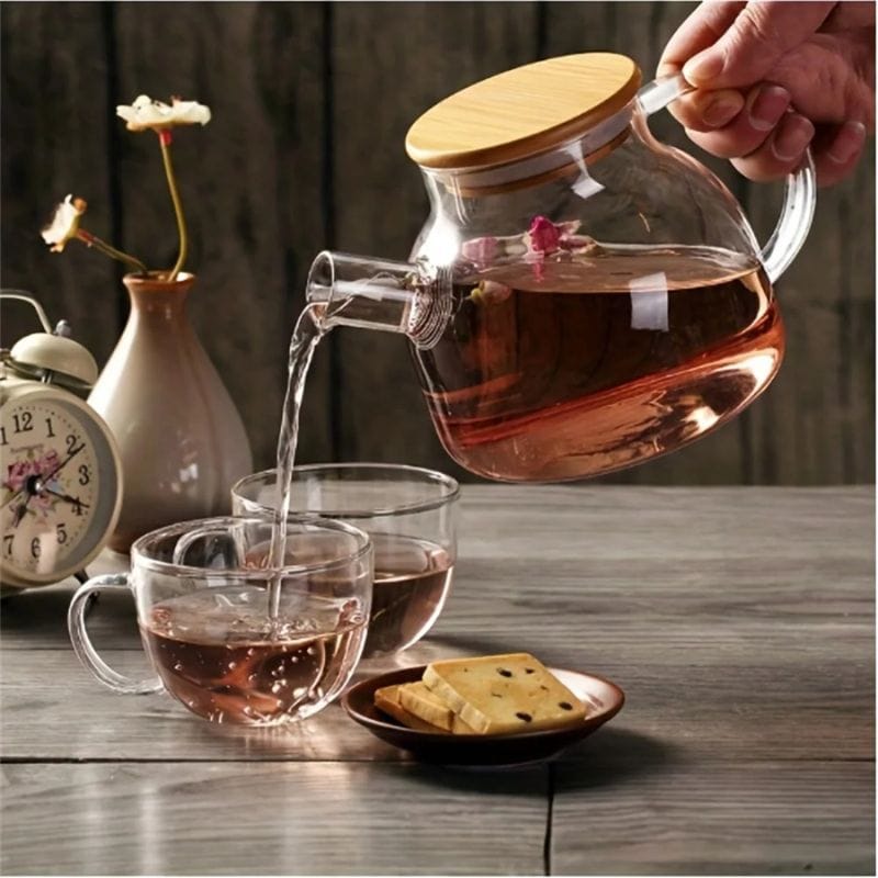 Théière Transparente en Verre Borosilicate 1L - 1.8L
