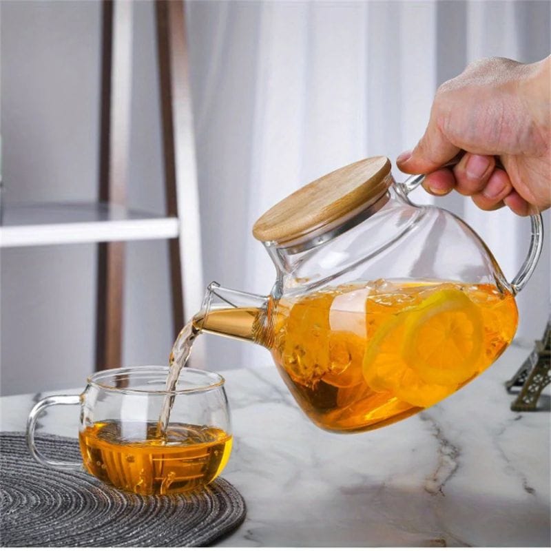 Théière Transparente en Verre Borosilicate 1L - 1.8L