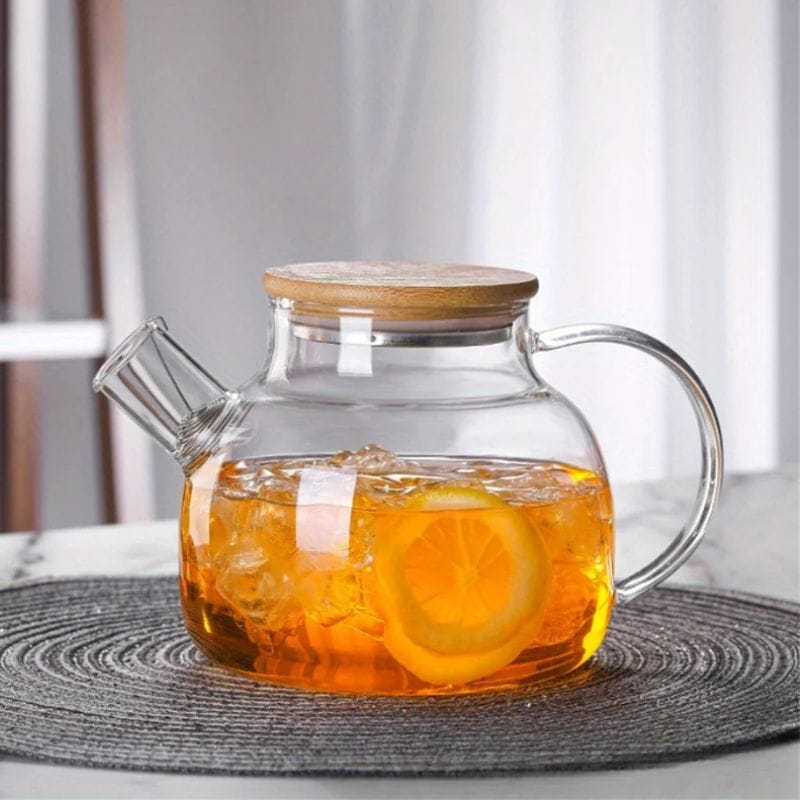 Théière Transparente en Verre Borosilicate 1L - 1.8L