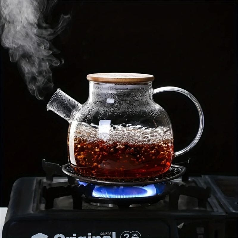 Théière Transparente en Verre Borosilicate 1L - 1.8L