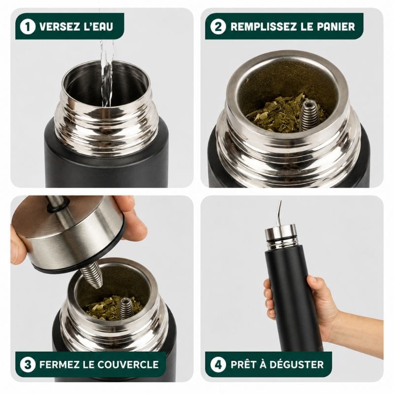 Thermos Maté Isotherme avec Paille Intégrée 500ML - 750ML
