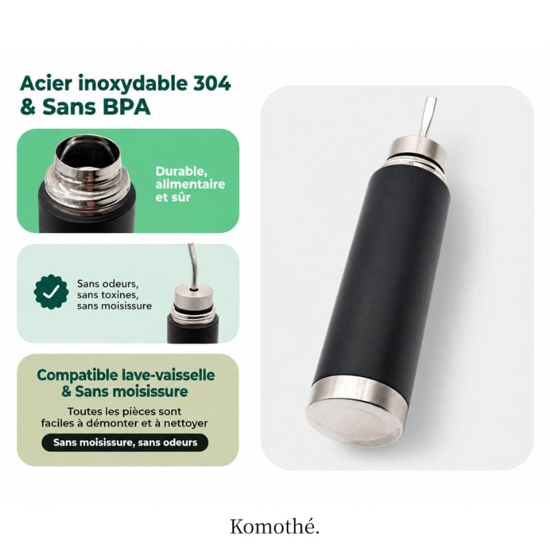 Thermos Maté Isotherme avec Paille Intégrée 500ML - 750ML